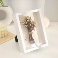 立体中空标本相框蝴蝶昆虫粘土干花diy手工相框摆台加厚展示画框 干花昆虫标本相框-白色 6寸（10.1*15.2cm)