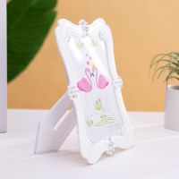 欧式白色造型镶钻相框家居创意相册摆台7寸七寸客厅装饰摆台相架 白色 6寸(横竖俩用)