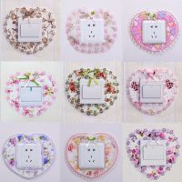 布艺开关贴开关套保护套插座贴墙壁卧室客厅开关装饰蕾丝开关贴 单开随机发货 三个装