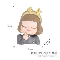 轻奢风开关贴墙贴保护套可爱卡通灯开关装饰贴创意插座面板开关套 轻奢小萝莉开关贴一比心