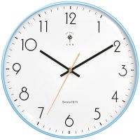 北极星家用装饰墙上挂钟石英钟家用墙上时钟钟表客厅高档钟表挂钟 地中海蓝 10英寸(直径约25.5cm)