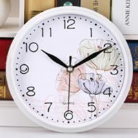 静音卡通挂钟客厅卧室钟表卡通可爱挂钟学生时钟幼儿园教室挂钟表 21cm出水芙蓉白