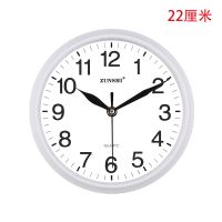 尊时静音挂钟客厅钟表卧室挂表简约现代大气时钟创意家用石英钟表 白色A款 9英寸(直径22厘米)