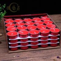 酥油灯供佛灯家用1/2/3/4/8小时100粒小蜡烛无烟腊烛焟烛 红色1小时100粒精装