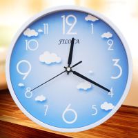 静音挂钟客厅卧室钟表现代时尚石英钟表卡通时钟简约创意挂表 21cm白云