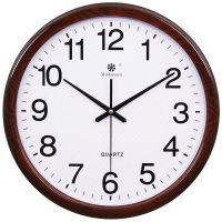 七王星37CM静音钟表挂钟客厅大气装饰挂表时钟石英钟 819木纹花盘