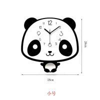 卡通熊猫挂钟身体摇摆可爱静音钟表客厅儿童房时尚创意装饰墙钟 熊猫小号26*28cm