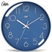康巴丝简约挂钟静音客厅时钟现代时尚万年历钟表家用挂墙电子挂表 蓝色 11英寸(直径28厘米)