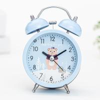 超大闹铃充电小闹钟静音床头夜光学生卡通儿童专用创意卧室时表钟 小号浅蓝小熊