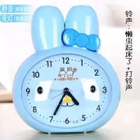 可爱卡通语音闹钟 儿童学生学习早教多功能小闹钟静音夜光小闹钟 大耳兔-蓝色 关注店铺2节电池