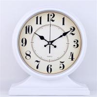 铂晨欧式复古座钟田园客厅钟表创意表床头时钟卧室静音台钟石英钟 座钟白色 14英寸(直径35.5厘米)
