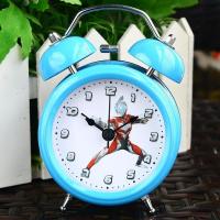 儿童小学生专用幼儿园奥特曼超人多功能金属闹钟静音打铃卡通闹 `小号3寸捷德蓝色
