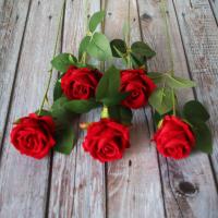 仿真玫瑰花情人节花束单支假花客厅餐桌摆件家居插花干花摆设装饰 红色5支
