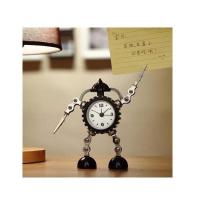 变形机器人闹钟学生小闹钟可爱儿童卡通闹钟台钟座钟金属闹表 小号黑色齿轮机器人闹钟