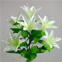 仿真花束10头百合花香水百合小虎兰客厅摆件假花绢花塑料花干花 白色 七朵花(七星高照)