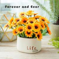 新年过春节装饰仿真花摆设小清新室内客厅假玫瑰茶几干花盆栽植 T28-小向日葵life