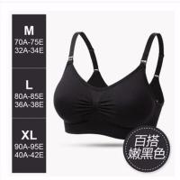 哺乳文胸孕妇内衣怀孕期无钢圈聚拢薄款防下垂前开扣加大码胸罩 黑色 XXL
