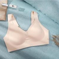 2020新款乳胶哺乳内衣女聚拢防下垂无钢圈文胸无痕前开扣哺乳文胸 香槟肤 M(90-110斤)