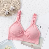 无缝孕妇专用哺乳文胸聚拢有型防下垂怀孕期胸罩喂奶上托大码内衣 马卡龙粉 M