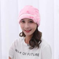 月子帽 秋冬防风寒双面法兰绒孕妇帽 加厚保暖产妇帽子 法兰绒樱桃粉色送胎帽