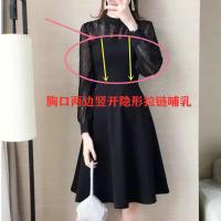 哺乳衣外出春夏新款时尚连衣裙产后月子服修身显瘦母乳喂奶衣辣妈 黑色哺乳款(竖开拉链) S