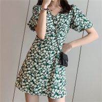 哺乳连衣裙夏装外出时尚赫本风法式系雪纺碎花辣妈款产后喂奶衣服 花色 短款 M建议90-108斤左右穿