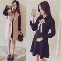 哺乳衣外出春秋套装哺乳期连衣裙显瘦产后喂奶衣服马甲外套两件套 M 8850-单件哺乳裙