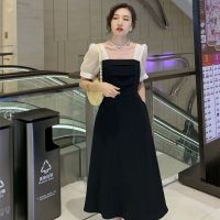 哺乳连衣裙夏装外出时尚辣妈款收腰短袖显瘦潮妈产后母乳期喂奶服 黑色长款 L建议106-120斤左右穿