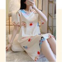 孕妇装夏天哺乳期睡衣连衣裙月子服夏季薄款短袖产后喂奶套装外穿 蛋糕女孩裙[一套] M码[建议85-100斤]