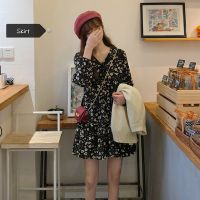 哺乳衣秋季孕妇产后外出中长法式复古碎花小个子连衣裙显瘦喂奶衣 碎花短款[常规无拉链] 4XL