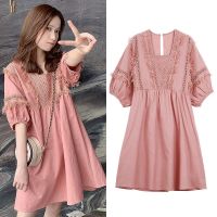 哺乳衣外出辣妈时尚夏季喂奶衣服连衣裙女夏母乳哺乳期外穿夏装潮 粉色哺乳衣 M