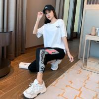 哺乳套装夏季外出时尚韩版短袖宽松显瘦喂奶衣两件套母乳期喂奶服 白色 S