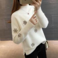 哺乳毛衣女宽松外穿秋冬装孕妇装新款洋气加厚仿水貂绒百搭打底衫 米白色 常规款 S码 80-100斤