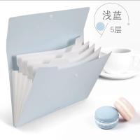 得力文件夹多层学生用风琴包分类标签收纳盒a4插页试卷票据收纳袋 乐素款-5格颜色随机(无手提)