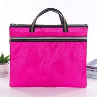 贝乐欣B4大容量帆布文件袋 防水拉链袋学生补习袋 资料袋 会议袋 足球纹手提袋玫红1个