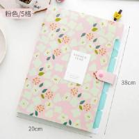 原创可爱风琴包女学生大容量文件收纳册试卷资料收纳袋手提文件夹 粉色[5格]