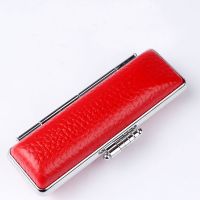 日本留学 圆牛角印章盒 PU材料 黑色收纳盒 随身带印章盒子 红色PU盒 小号(可装直径10-12mm印章)