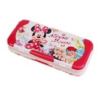 套尺儿童文具盒迪士尼小学生塑料套尺文具盒可爱创意儿童多功能铅 红色-米妮