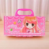 小学生创意密码文具盒三层多功能铅笔盒大容量密码锁幼儿园文具盒 皇冠小公主