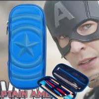 迪士尼笔袋男生大容量漫威蜘蛛侠文具袋卡通文具盒男童学生铅笔盒 迪士尼美国队长蓝色立体压膜