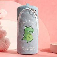 简约帆布大容量折叠笔袋中小学生文具盒初中生创意可爱卡通铅笔袋 蓝色鳄鱼[折叠笔袋 送D型扣] 折叠笔袋