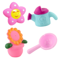 婴儿宝宝洗澡玩具鱼捞男女孩动物捏捏叫戏水沐浴儿童沙滩水上玩具 喷水4件套