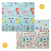 宝宝可折叠爬行垫环保无味家用婴儿童爬爬垫加厚双面拼接泡沫地垫 xpe折叠垫(现代都市+音乐小象) 180cm*160cm