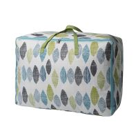 收纳袋子衣物多功能特大号防潮搬家袋子行李袋衣服收纳袋装被子 绿树叶【经典棉麻】 中号（55*35*20）