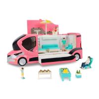 凯迪威金属仿真旅游房车仿真带小人合金旅行汽车模型儿童玩具男孩 粉红色礼盒装