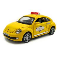 大众甲壳虫汽车模型收藏合金车模儿童玩具带灯光音乐回力功能 1:32甲壳虫出租车黄色