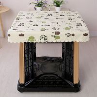 电暖炉罩正方形烤电炉皮罩防水电炉罩桌布烤火架桌面皮套烤火炉被 浅黄色小花茶壶 60*60cmPU盖顶属定做
