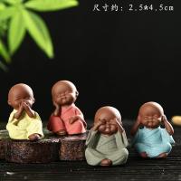可爱小和尚迷你创意车载茶宠花盆摆件公仔兔子四不茶桌茶具禅意 [亏本]可爱四不小和尚