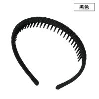 头箍女韩国发饰豹纹发箍带齿防滑低头不掉卡细发外带成人 黑色