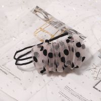 韩国盘发神器花苞头丸子头卷发棒发簪盘发发夹弹簧夹欧根纱发饰女 波点粉色1件